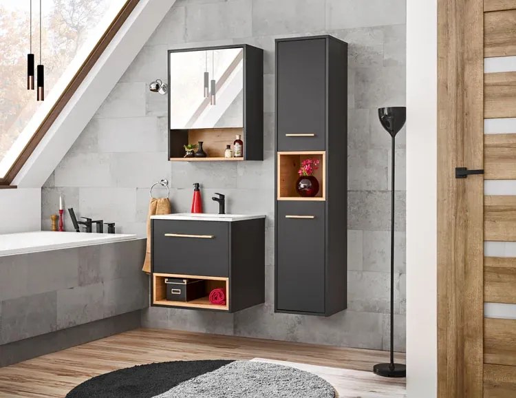 Wisząca szafka łazienkowa z lustrem N9-L67