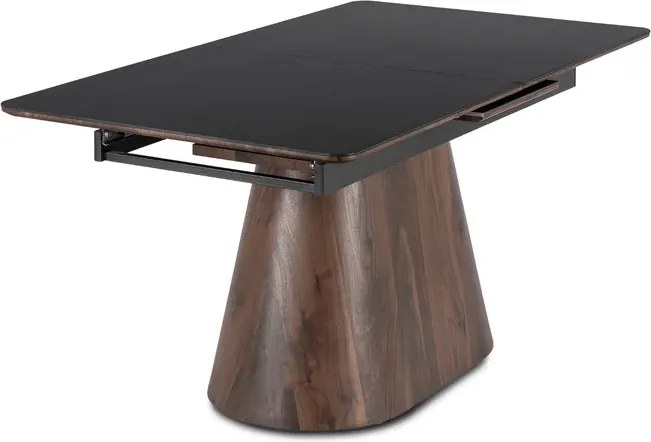 Stół Rozkładany Prostokątny LIZBONA 160-200 cm Ceramiczny Czarny/Orzech do Jadalni Loft