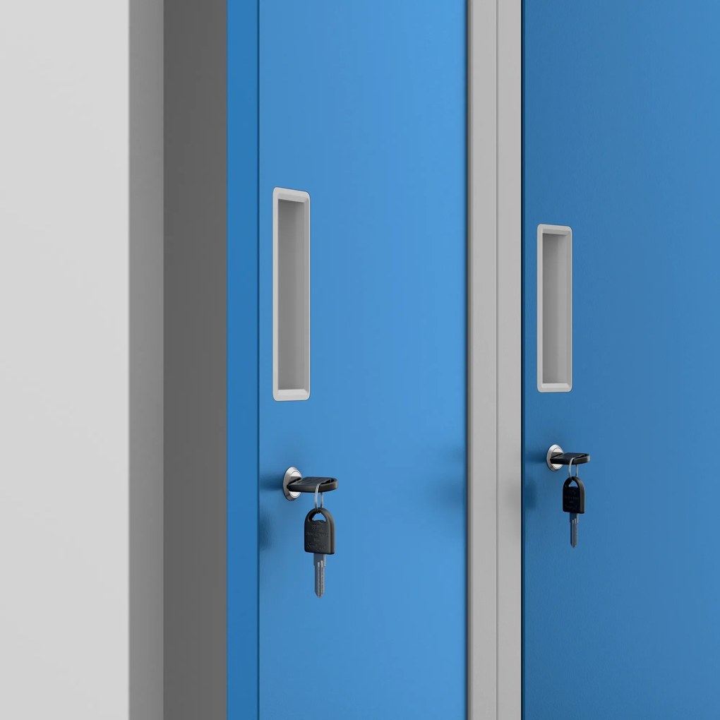 Szafka pracownicza metalowa czterokomorowa niebieska