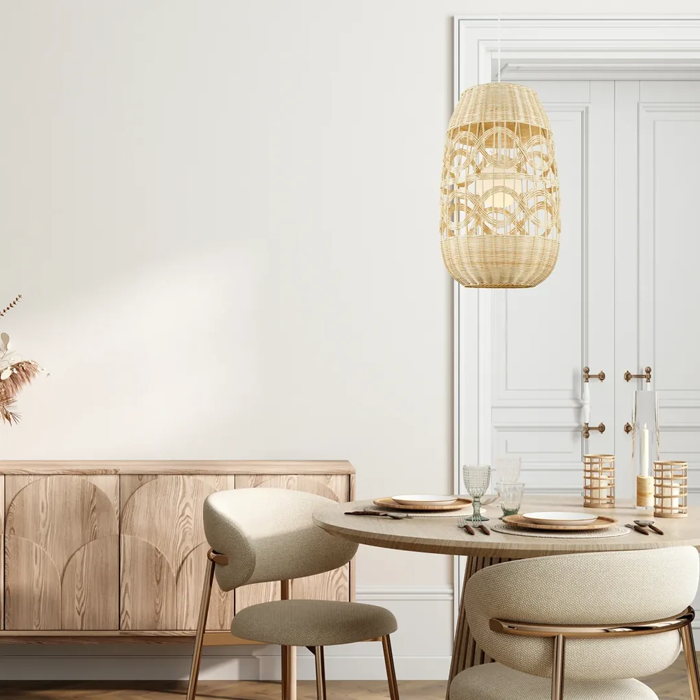 Lampa wisząca ARONA NATURAL 1xE14 fi 400 boho, naturalna, rattan, beż, pojedyncza