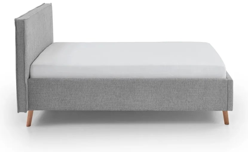 Jasnoszare tapicerowane łóżko dwuosobowe ze schowkiem i stelażem 140x200 cm Riva – Meise Möbel