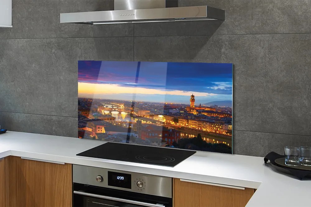 Panel szklany do Kuchni Światła Nocnych Mostów