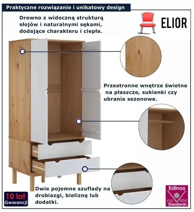 Szafa drewniana na ubrania T7-E25