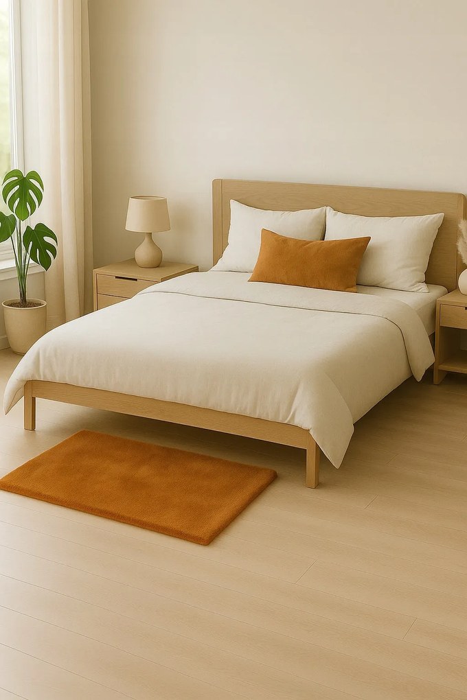 Dywan Futrzany Rudy 60x90 cm Włochaty Miękki Dekoracyjny Antypoślizgowy