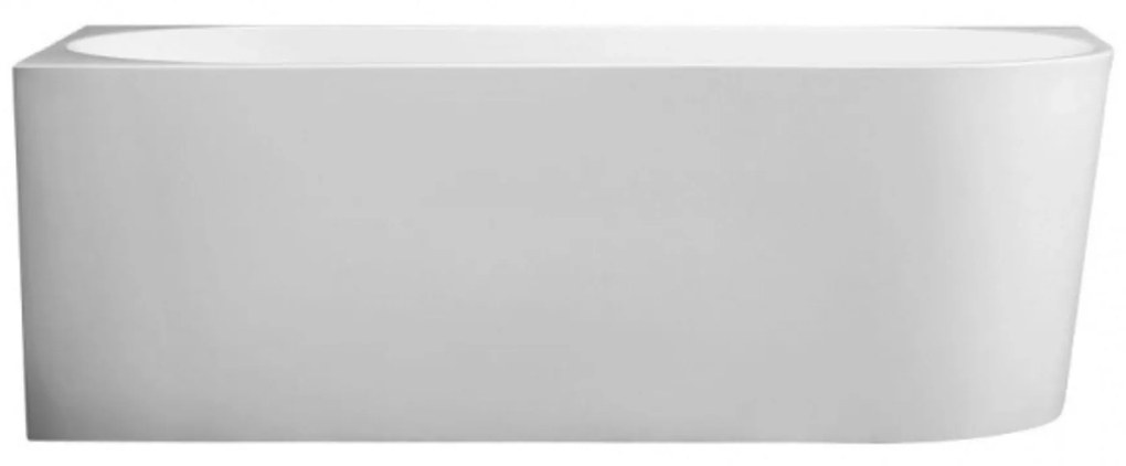 Wanna wolnostojąca narożna WALL White Glow / Matt lewa z konglomeratu biała błyszcząca/matowa 160 x 75 cm z przelewem typu SLIM : Kolor wanny - Biały połysk