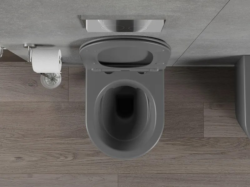 Mexen Rico miska wc Rimless z deską wolnoopadającą slim, duroplast, szara ciemna mat - 30724071