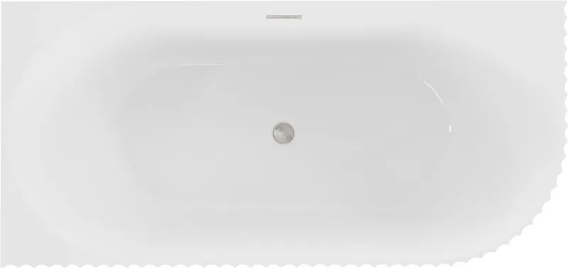 Mexen Gia wanna wolnostojąca narożna ryflowana lewa 150 x 75 cm, biała połysk, przelew nikiel szczotkowany - 52701507500L-97