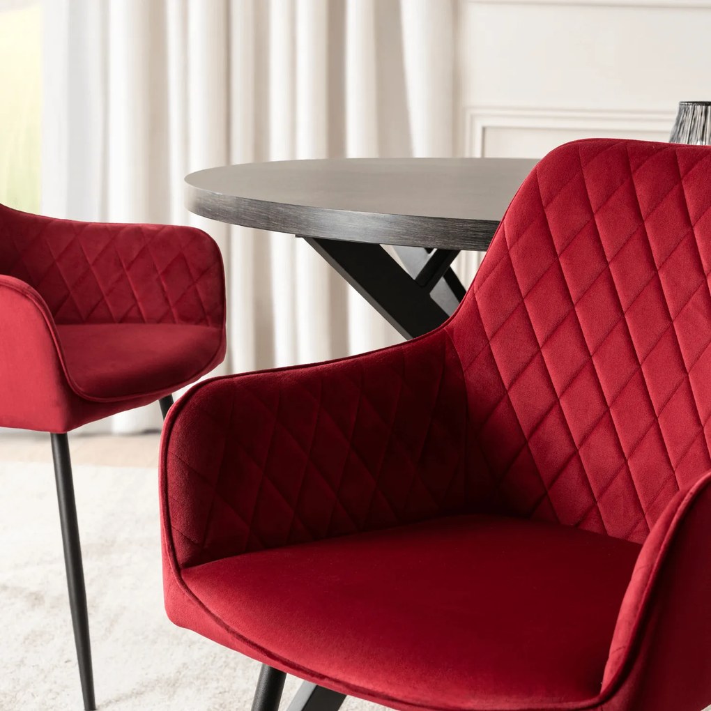 Krzesło Tapicerowane do Jadalni BRESSO Bordowe Welurowe Nowoczesne Loft
