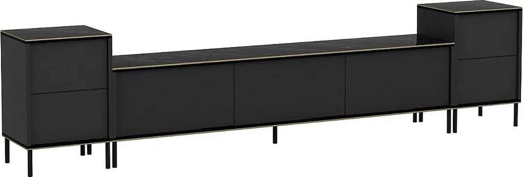 Stojak pod TV – 180 cm szerokości, 45,2 cm wysokości, 35 cm głębokości – antracytowy – melaminowy