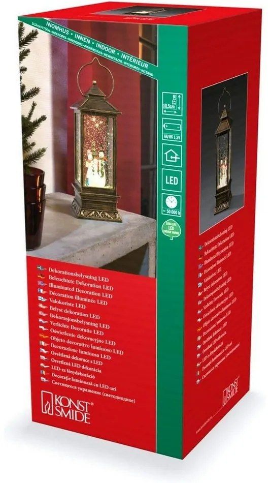 Dekoracyjna latarnia LED z bałwankami, brązowy