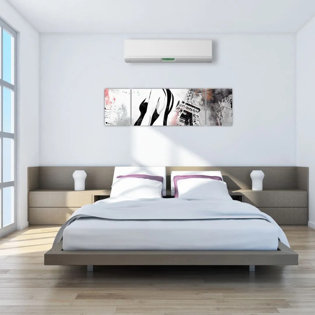 Obraz - Dama i Wieża Eiffla (170x50 cm)