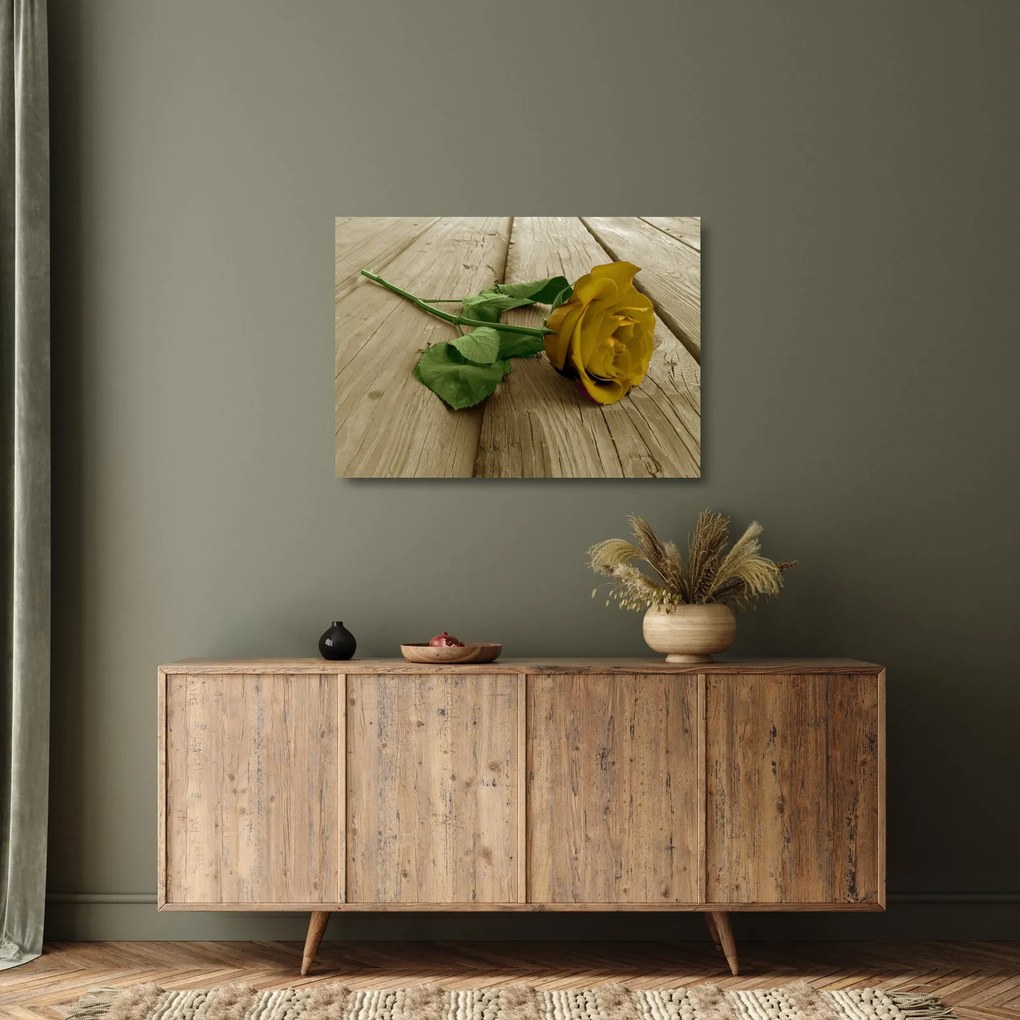 Obraz na szkle - Żółte róże w stylu vintage (70x50 cm)
