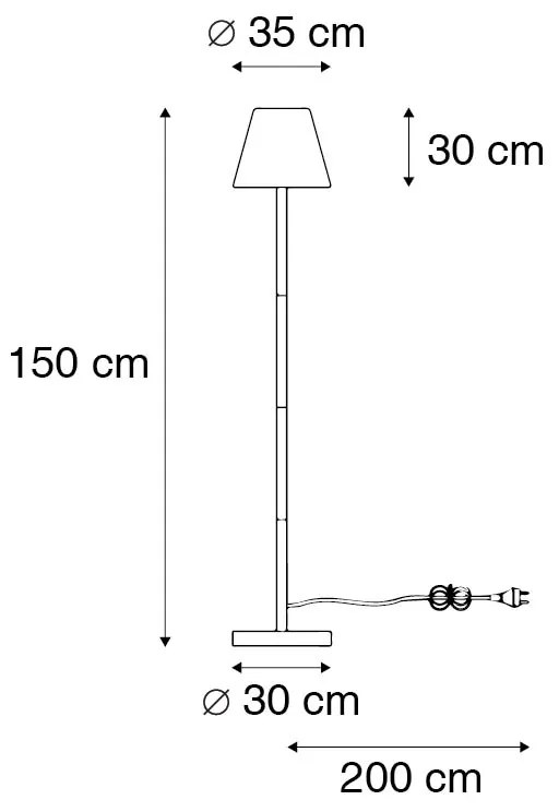 Zewnetrzna Lampa podłogowa zewnętrzna czarna z białym kloszem 35 cm IP65 - VirginiaDesignerski Oswietlenie zewnetrzne