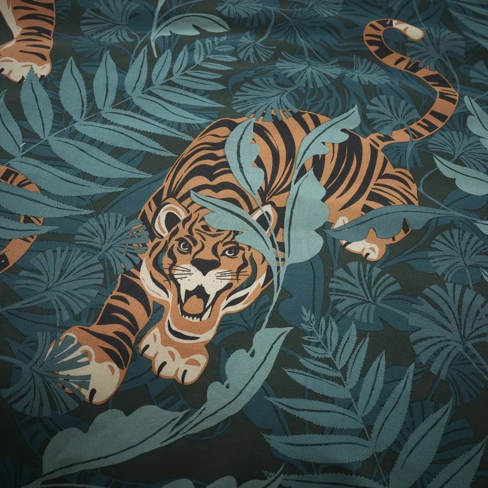 Zielona/brązowa pościel dwuosobowa 200x200 cm Tropic Tiger Leaf – Catherine Lansfield