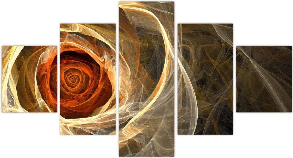 Obraz - Abstrakcyjne róże w ognistych kolorach (125x70 cm)