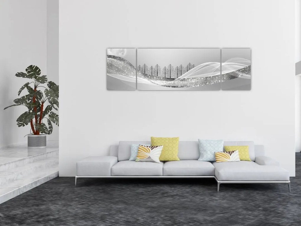 Obraz - Srebrny krajobraz (170x50 cm)
