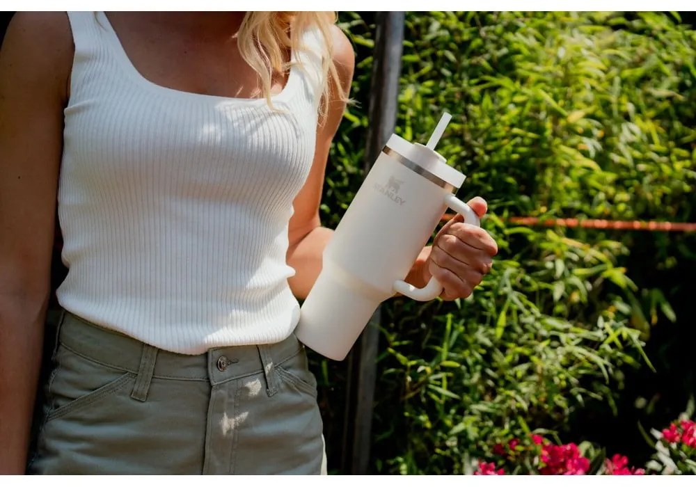 Jasnoróżowy termos ze słomką ze stali nierdzewnej 1,18 l Quencher H2.0 FlowState Tumbler Rose Quartz – Stanley