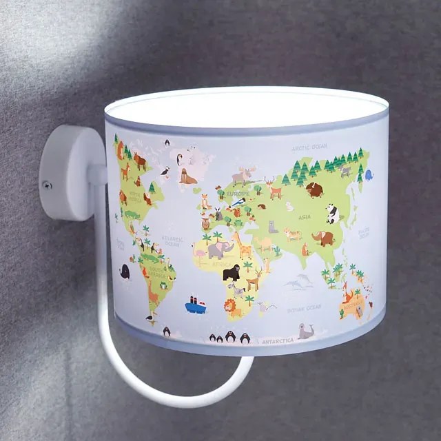 Dziecięcy kinkiet z nadrukiem mapy świata - 7X A330 K1-N57