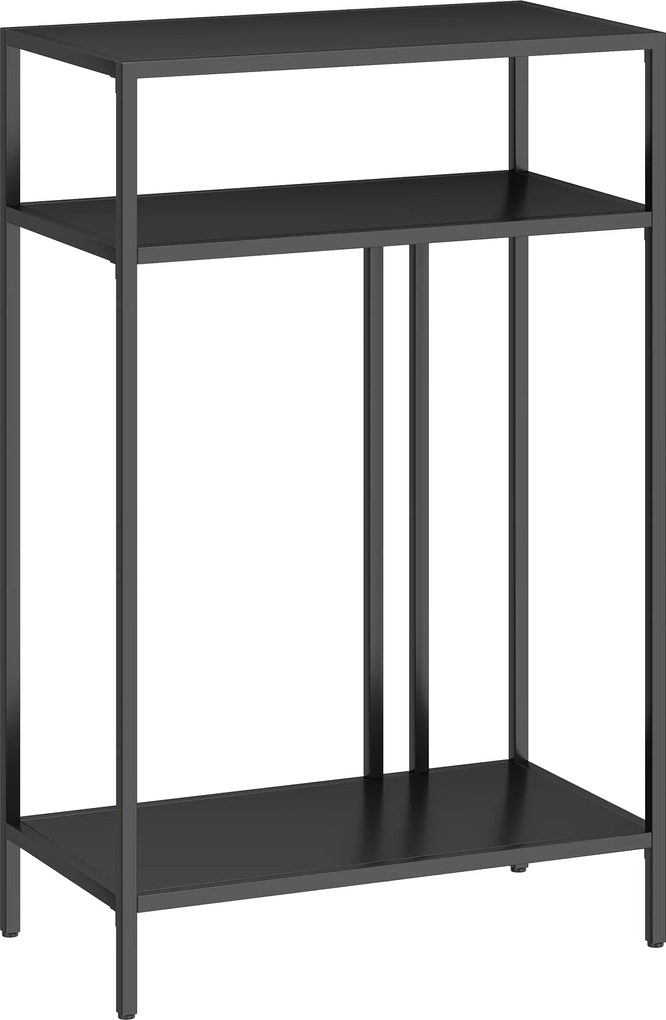 HOMCOM Stolik Konsolowy z 3 Półkami Wąski Stolik do Przedpokoju Metalowa Rama do Salonu, Przedpokoju, 55 cm, Czarny | Aosom PL