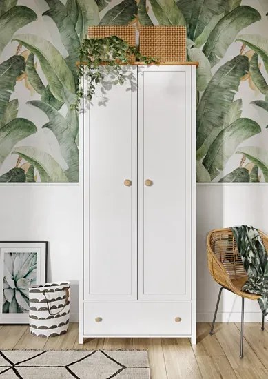 Skandynawski zestaw mebli do sypialni biały + dąb nash - so F8-H42