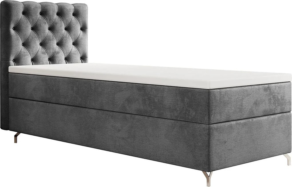 BOXBETT CHESTER 120x200 Monolith 92 z materacem H3 i topperem łóżko z pojemnikiem, pojedyncze, hotelowe, do sypialni, ze schowkiem