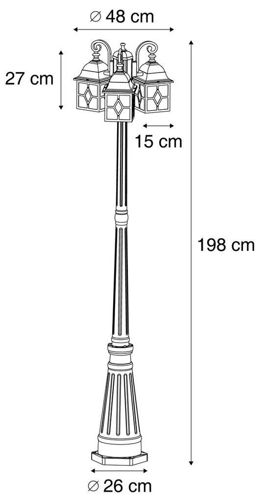 Zewnetrzna klasyczny lampion zewnętrzny antyczne złoto z przezroczystym szkłem 198 cm IP44 - London klasyczny/Antyczny Oswietlenie zewnetrzne