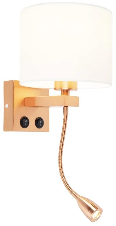 Lampa ścienna w stylu art deco miedziana z białym kloszem - Brescia