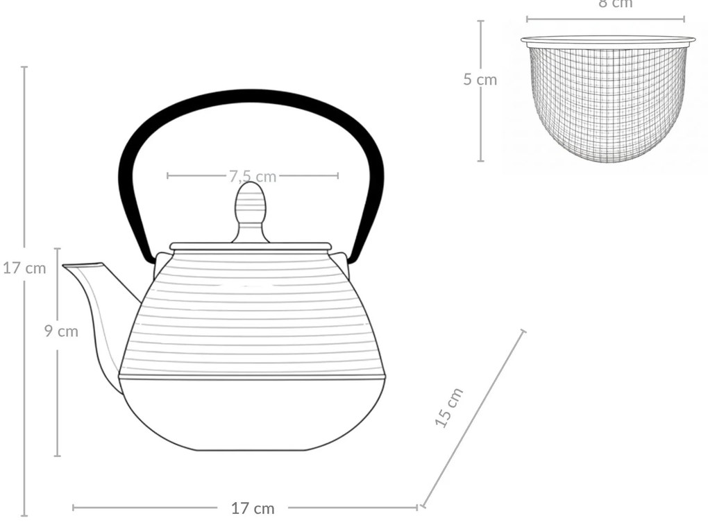 Czajnik żeliwny z zaparzaczem YUKI, 1000 ml