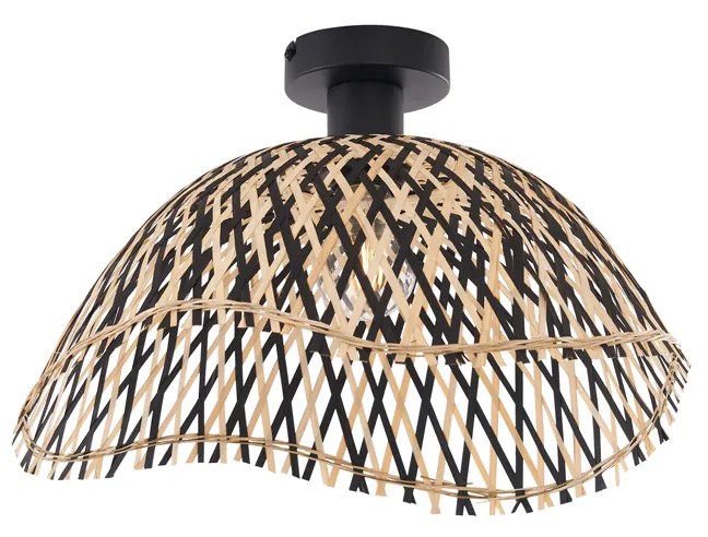 Lampa sufitowa w stylu art deco, czarna bambusowa, 40 cm - Alka
