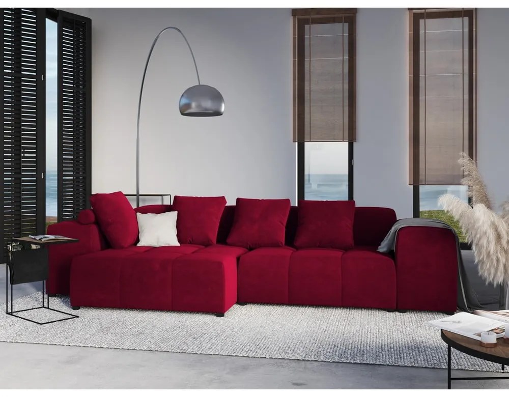 Czerwone aksamitne oparcie do sofy modułowej Rome Velvet – Cosmopolitan Design