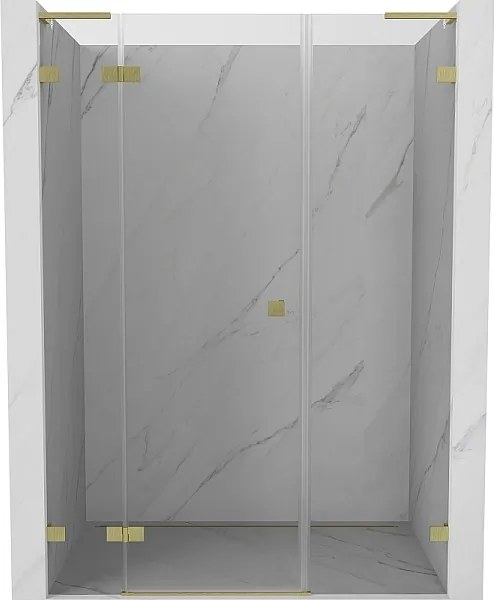 Mexen Lunar L drzwi prysznicowe uchylne lewe 160 cm, transparent, złote szczotkowane - 834SL-160-050-55-00-L