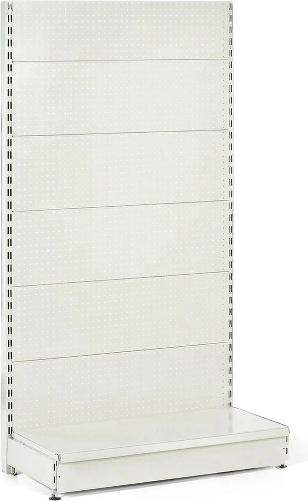 Regał sklepowy jednostronny, ścianki perforowane, 2200 x 1000 x 450 mm, podstawowy, biały