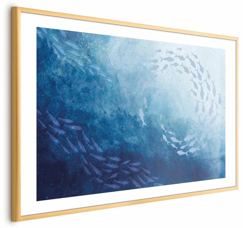 Plakat Morska toń 90x60 cm z ramą złotą z marginesem ARTGEIST B