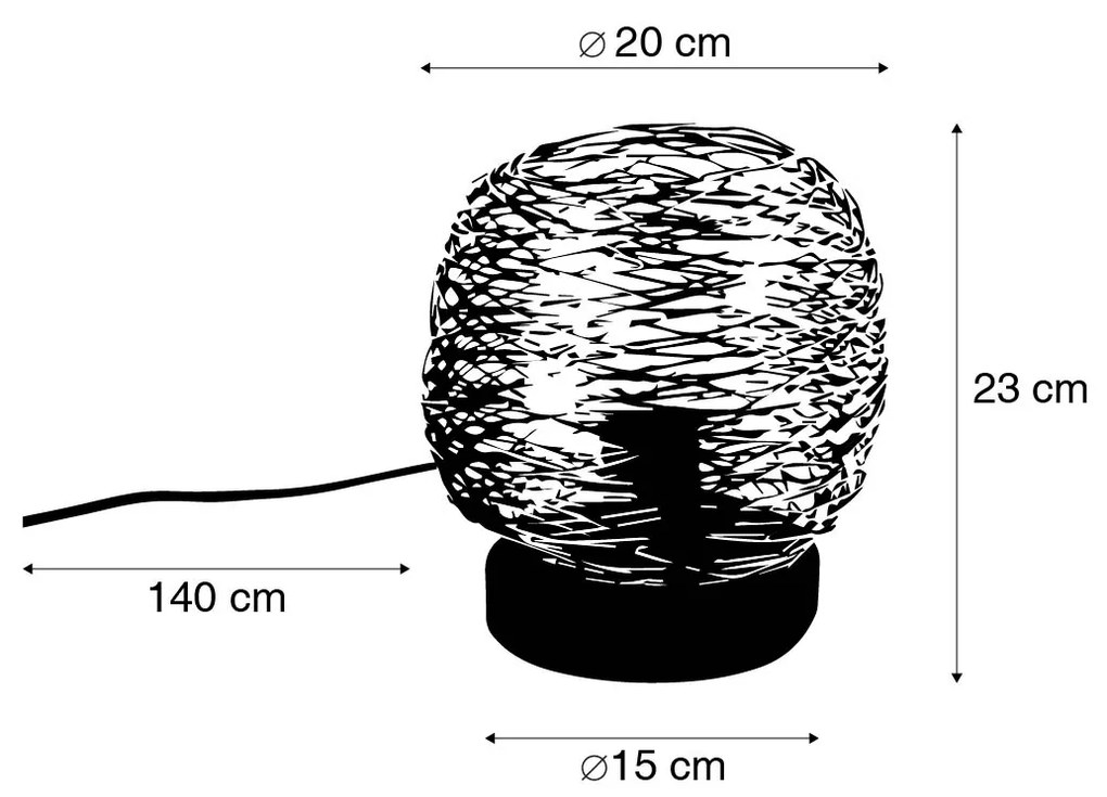 Designerska lampa stołowa złota z czarną podstawą 20 cm - SarellaDesignerski Oswietlenie wewnetrzne