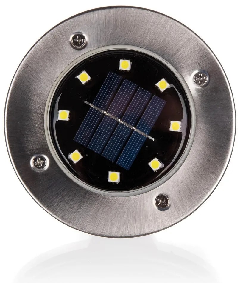 Happy Green Solar lampa wpuszczana LED srebrna, 12 cm