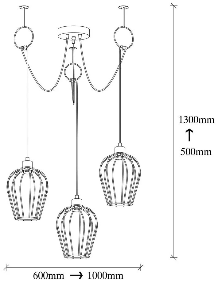 Czarna lampa wisząca z 3 kloszami Opviq lights Tel Chain