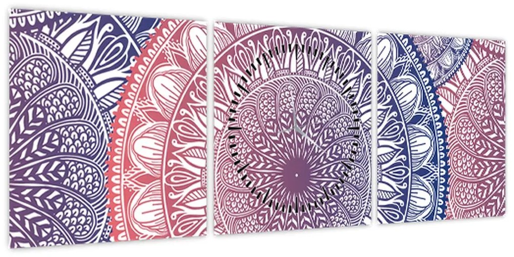 Obraz z mandali (z zegarem) (90x30 cm)