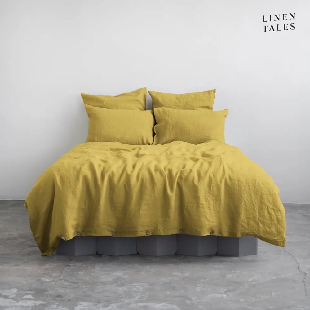 Żółta lniana pościel dwuosobowa 200x200 cm – Linen Tales