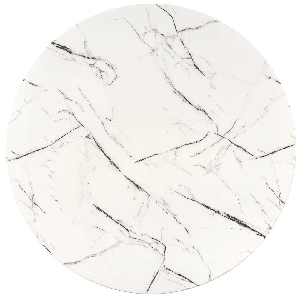 RAYMOND 2 stół fi 100/73 cm, blat - biały marmur, nogi - złoty okrągły chrom glamour