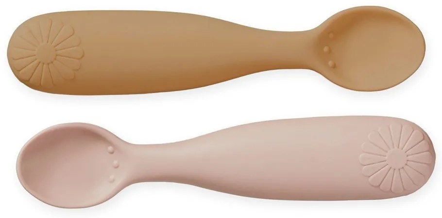 Łososiowo-jasnożółte łyżeczki dla dzieci z silikonu zestaw 2 szt. Coral Mix – Cam Cam Copenhagen