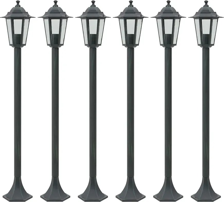 Zestaw 6 zielonych lamp stojących ogrodowych T5-W85