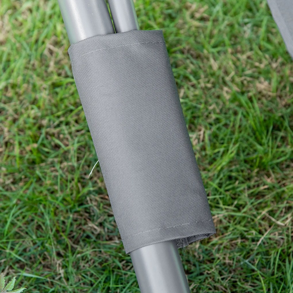 Outsunny Podwójny Leżak Ogrodowy z Dachem Stalowy Składany Szary 200x170x134cm | Aosom PL