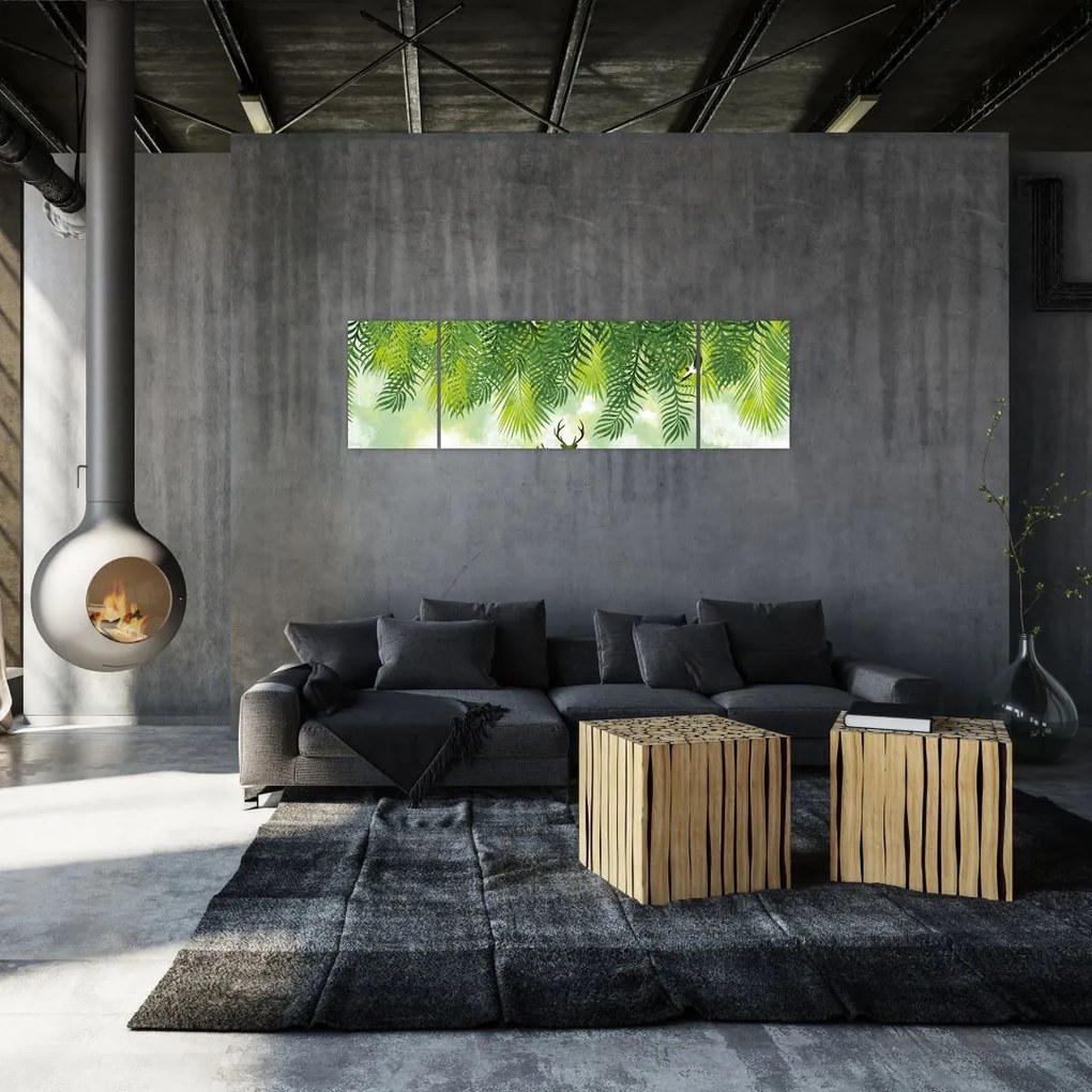 Obraz - Jeleń w lesie (170x50 cm)
