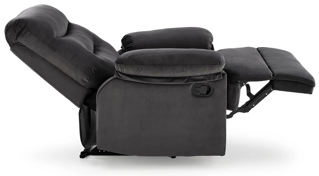 Fotel wypoczynkowy do salonu rozkładany czarny welur DRAGER