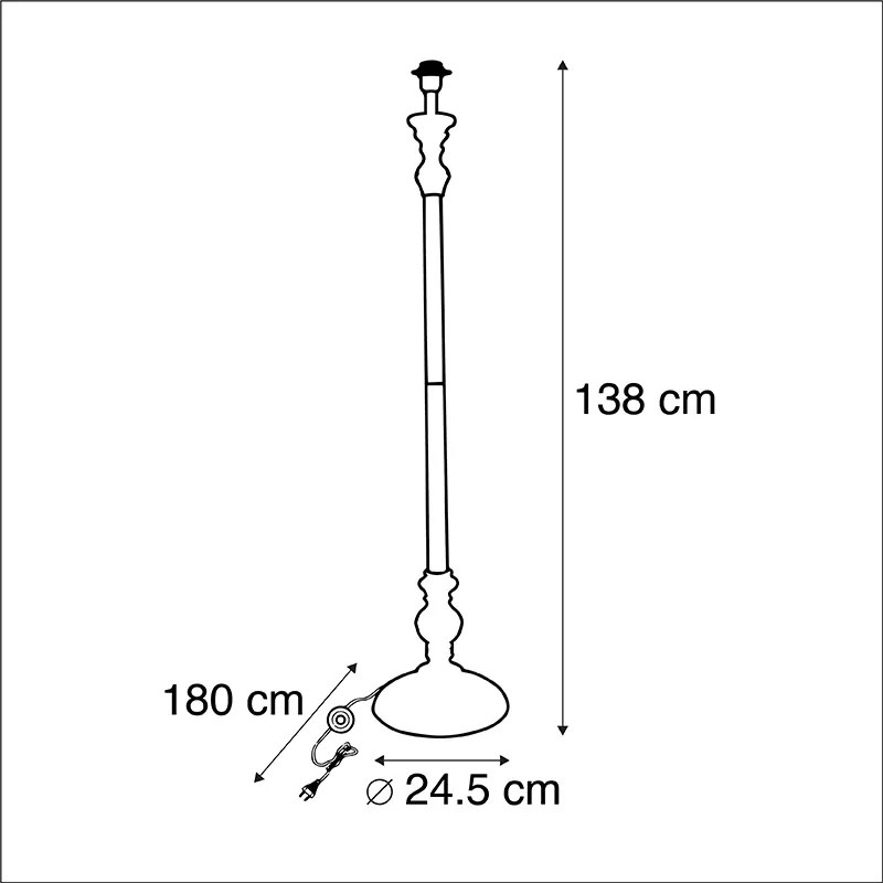 Klasyczna lampa podłogowa czarna - Classico klasyczny/Antyczny Oswietlenie wewnetrzne