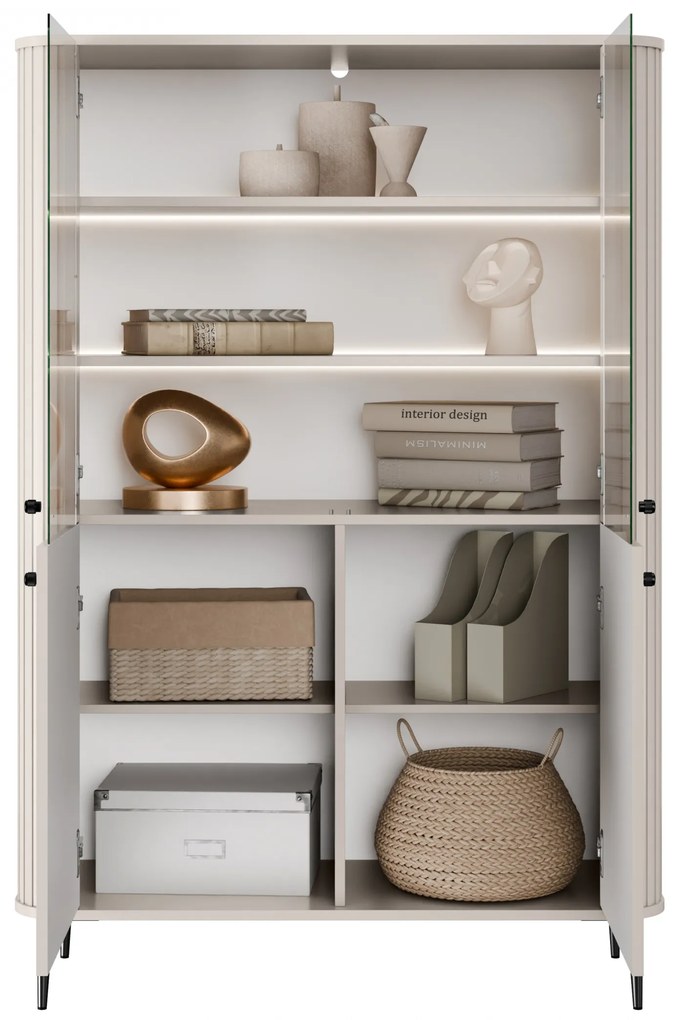 Witryna Vesper 103 cm czterodrzwiowa - kaszmir / czarne nogi