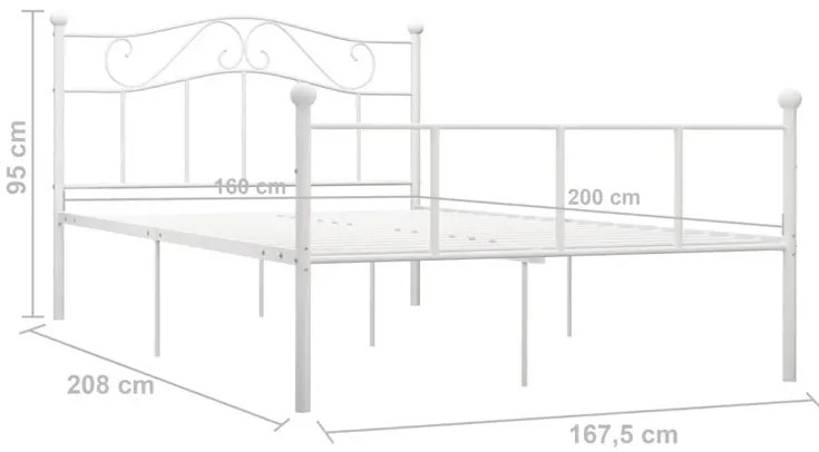 Białe metalowe łózko dwuosobowe 160x200 cm - Okla