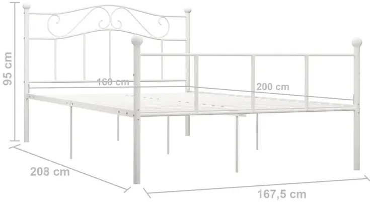 Białe metalowe łózko dwuosobowe 160x200 cm S4-W73