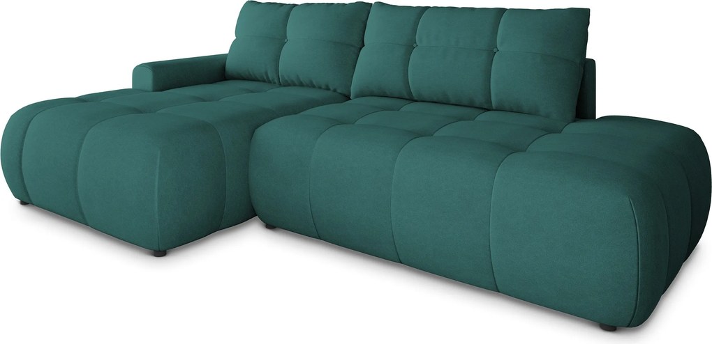 Masseno Narożnik FLUMA z funkcją spania i pojemnikiem na pościel Narozniki L, Rozkładana sofa - Lazurowy, CASTEL 75