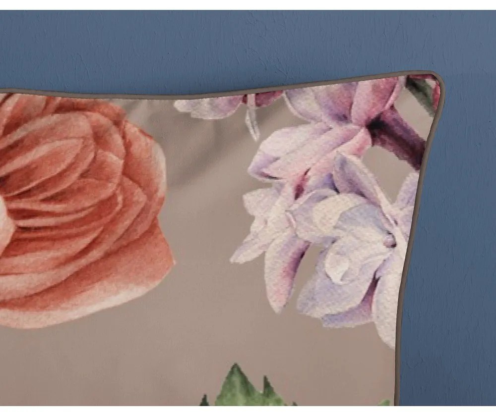 Szara/brązowa pościel dwuosobowa z satyny bawełnianej 240x220 cm Fiori – Descanso